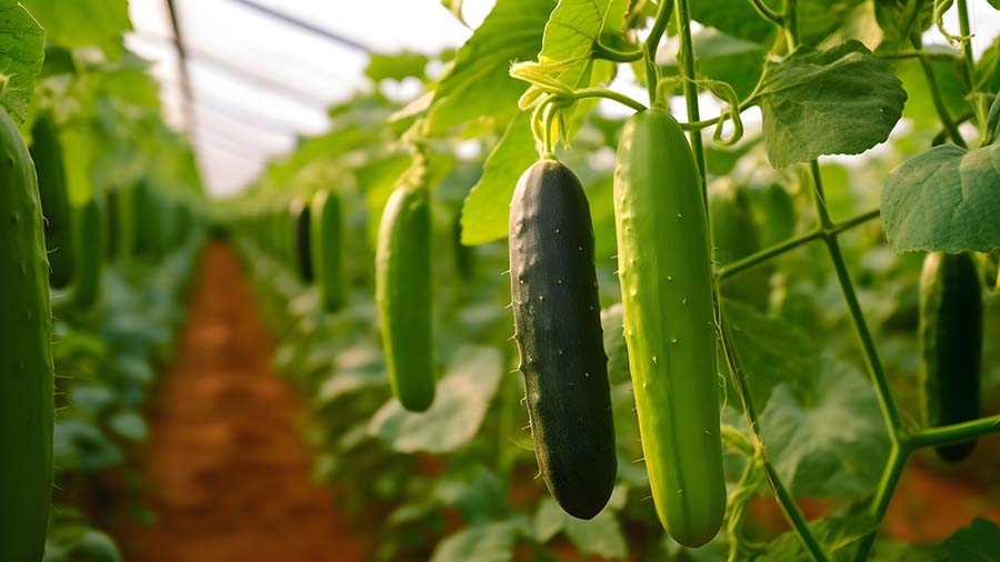 Gurken im Gewächshaus