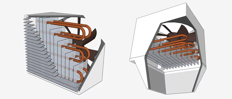 Wandmontierter Lufterhitzer mit Ausblasjalousie