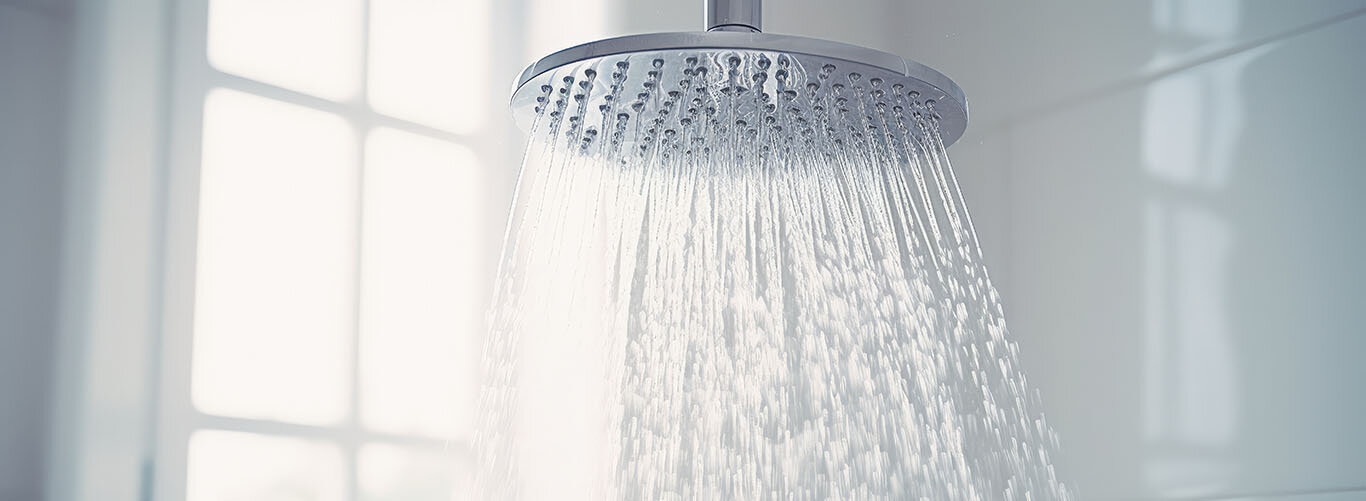 Wasser läuft aus dem Duschkopf